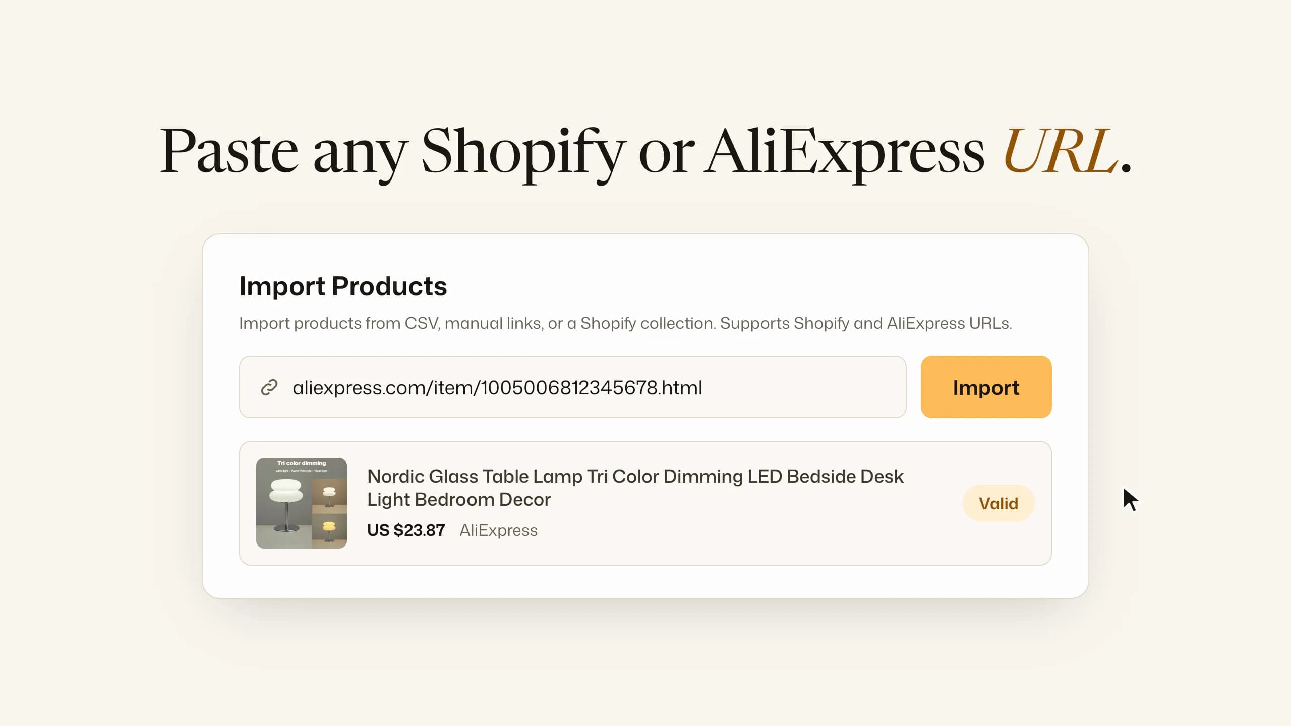 CopyHero turns a supplier listing into a finished product page in your Shopify store